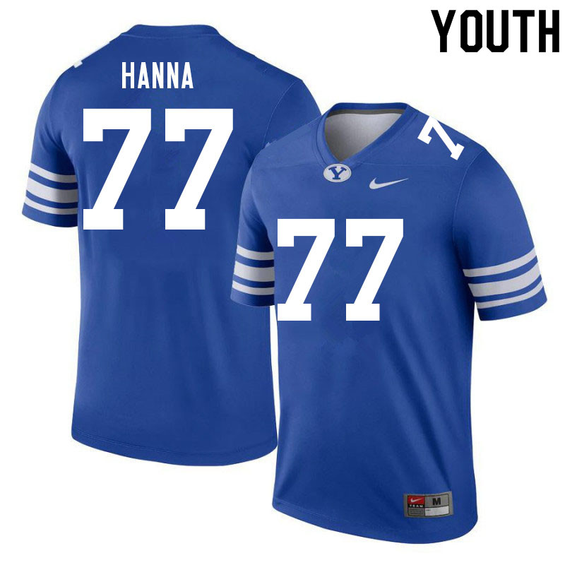 Youth #77 Donovan Hanna BYU Cougars College Football Jerseys Sale-Royal